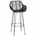 KRZESŁO BAROWE 2 SZT CZARNY 55X52X92CM RATTAN I ŻELAZO