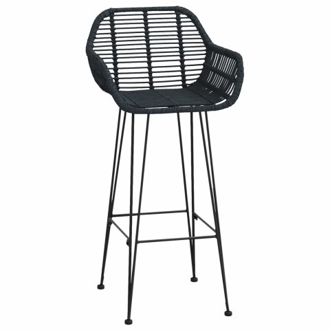 KRZESŁO BAROWE 2 SZT CZARNY 55X52X92CM RATTAN I ŻELAZO