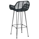 KRZESŁO BAROWE 2 SZT CZARNY 55X52X92CM RATTAN I ŻELAZO
