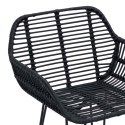KRZESŁO BAROWE 2 SZT CZARNY 55X52X92CM RATTAN I ŻELAZO