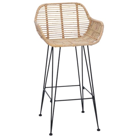 KRZESŁO BAROWE 2 SZT NATURALNY 55X52X92CM RATTAN I ŻELAZO