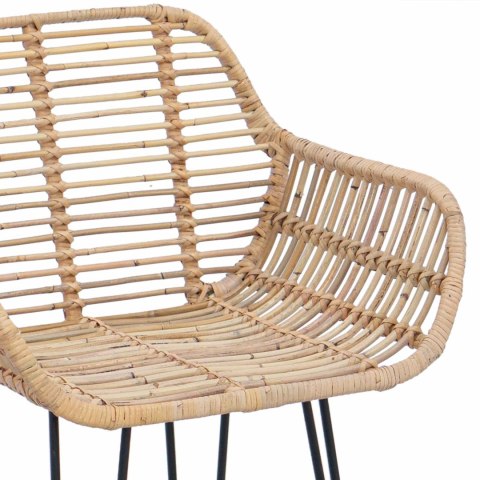 KRZESŁO BAROWE 2 SZT NATURALNY 55X52X92CM RATTAN I ŻELAZO