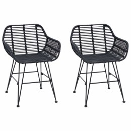 VidaXL Krzesło jadalniane 2 pcs Czarny 55 x 50 x 74 cm Rattan i żelazo