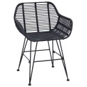 VidaXL Krzesło jadalniane 2 pcs Czarny 55 x 50 x 74 cm Rattan i żelazo