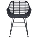 VidaXL Krzesło jadalniane 2 pcs Czarny 55 x 50 x 74 cm Rattan i żelazo