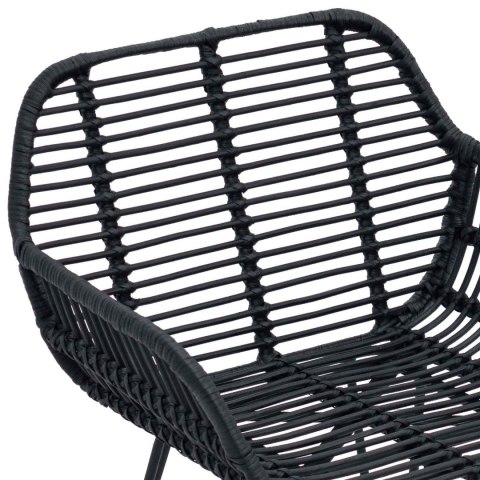 VidaXL Krzesło jadalniane 2 pcs Czarny 55 x 50 x 74 cm Rattan i żelazo