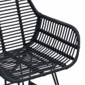 VidaXL Krzesło jadalniane 2 pcs Czarny 55 x 50 x 74 cm Rattan i żelazo