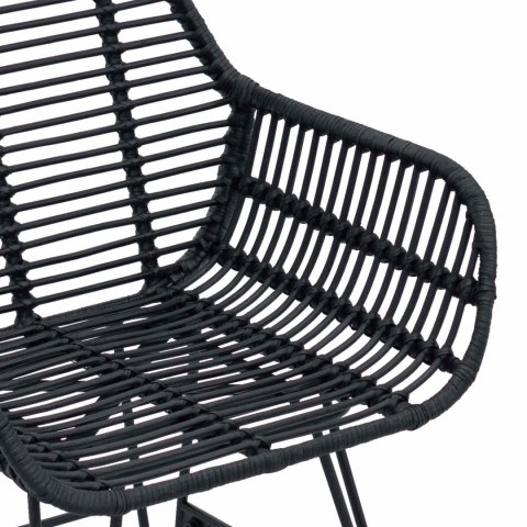 VidaXL Krzesło jadalniane 2 pcs Czarny 55 x 50 x 74 cm Rattan i żelazo