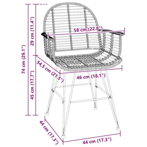 VidaXL Krzesło jadalniane 2 pcs Naturalny 57 x 54.5 x 85 cm