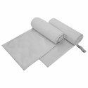 RĘCZNIKI SPORTOWE 2 SZT SZARY 200X100CM POLIESTER I POLIAMID