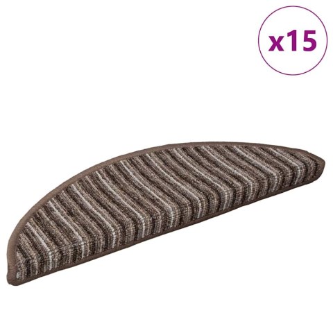 VidaXL Samoprzylepne maty na schody 15 pcs Brązowy 56 x 17 x 3 cm