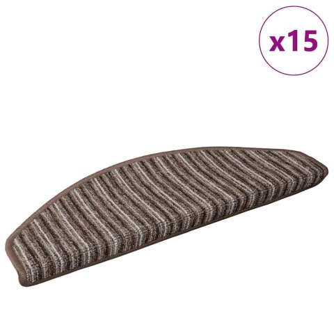 VidaXL Samoprzylepne maty na schody 15 pcs Brązowy 65 x 21 x 4 cm