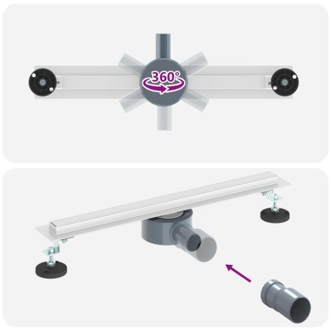 VidaXL 360° Odpływ prysznicowy z cienkim modelem Srebrny 50 cm