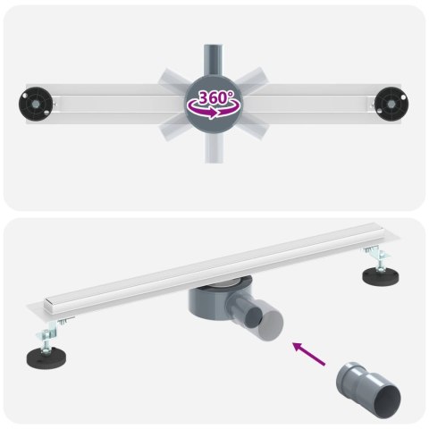 VidaXL 360° Odpływ prysznicowy z cienkim modelem Srebrny 60 cm