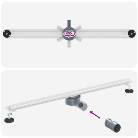 360° ODPŁYW PRYSZNICOWY Z CIENKIM MODELEM SREBRNY 90CM