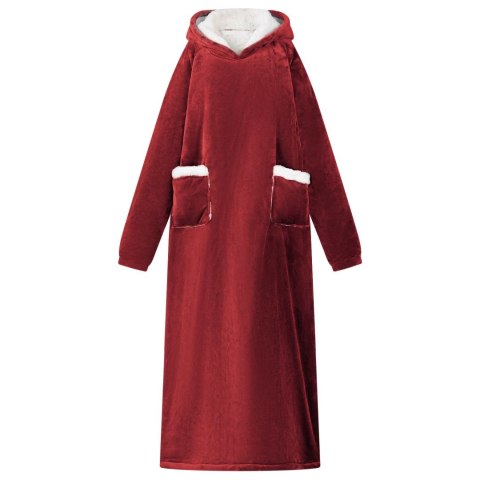 VidaXL Bluza-koc Bordeaux Czerwony l Fleece i Flanela