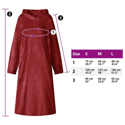 BLUZA-KOC BORDEAUX CZERWONY M FLANELA