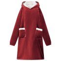 VidaXL Bluza-koc Bordeaux Czerwony m Fleece i Flanela
