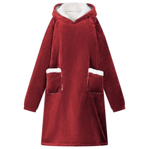 VidaXL Bluza-koc Bordeaux Czerwony s Fleece i Flanela