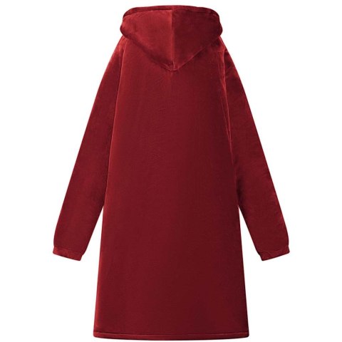 VidaXL Bluza-koc Bordeaux Czerwony s Fleece i Flanela