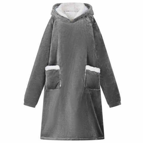 BLUZA-KOC CIEMNOSZARY M FLEECE I FLANELA