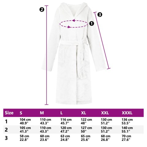 SZLAFROK Z KAPTUREM BIAŁY L FLANELA