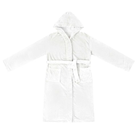 SZLAFROK Z KAPTUREM BIAŁY XXL FLANELA