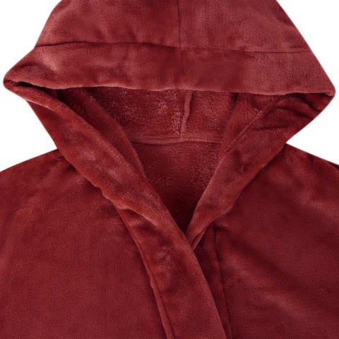 SZLAFROK Z KAPTUREM BORDEAUX CZERWONY XL FLANELA