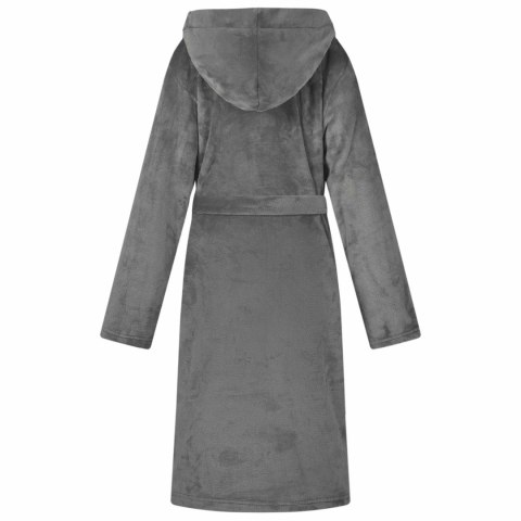 SZLAFROK Z KAPTUREM CIEMNOSZARY XL FLANELA