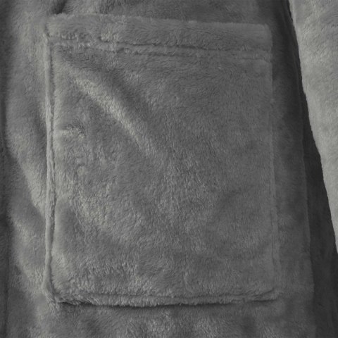 SZLAFROK Z KAPTUREM CIEMNOSZARY XXXL FLANELA