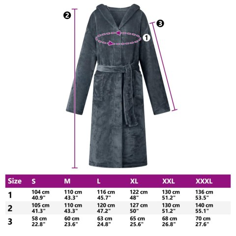 SZLAFROK Z KAPTUREM GRANATOWY L FLANELA