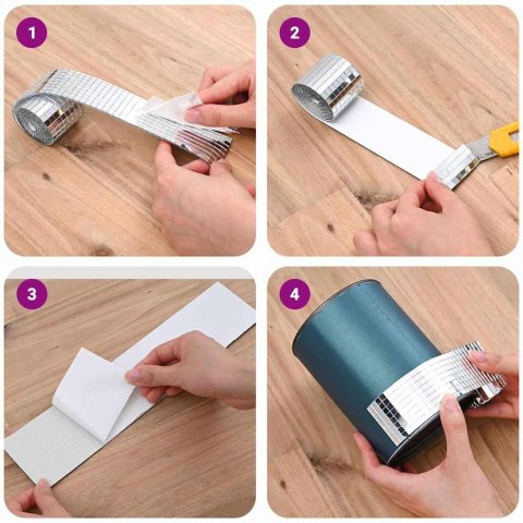 VidaXL Lustro Mozaikowe Geometryczny 12 pcs Srebrny 100 x 4 cm Szkło