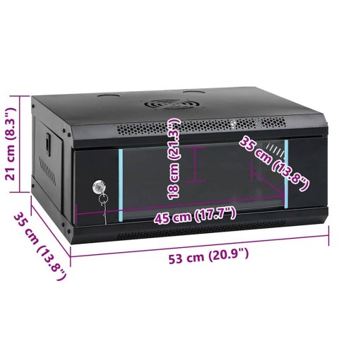 VidaXL Szafa sieciowa z przechowywaniem Czarny 53 x 35 x 21 cm Stal