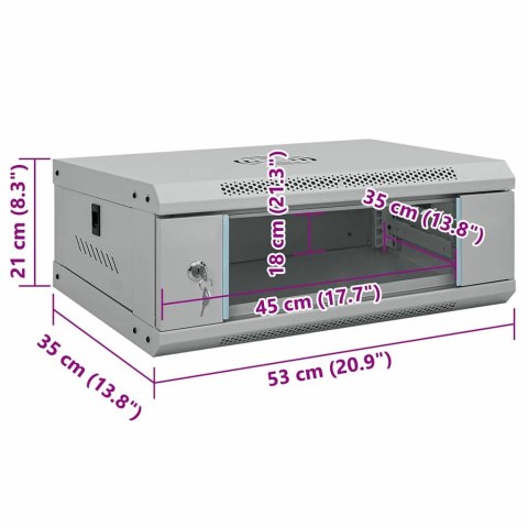 VidaXL Szafa sieciowa z przechowywaniem Szary 53 x 35 x 21 cm Stal