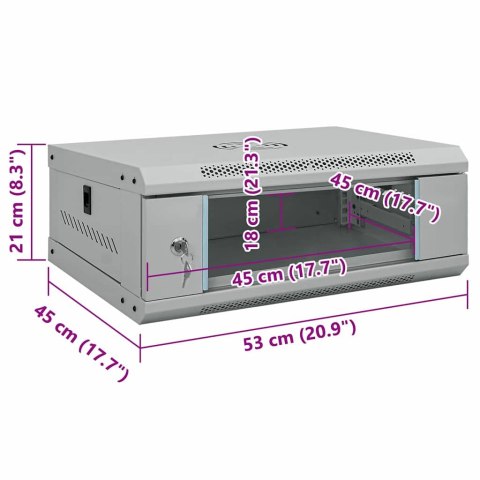 VidaXL Szafa sieciowa z przechowywaniem Szary 53 x 45 x 21 cm Stal