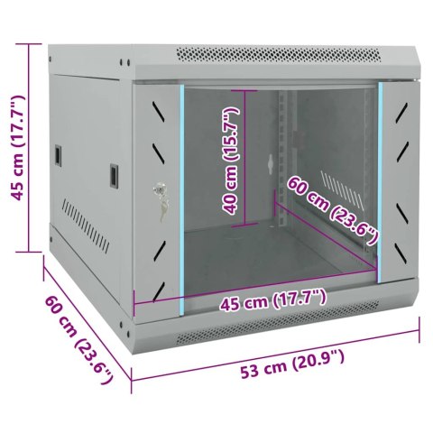 VidaXL Szafa sieciowa z przechowywaniem Szary 53 x 60 x 45 cm Stal