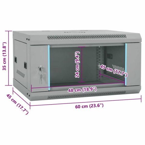 VidaXL Szafa sieciowa z przechowywaniem Szary 60 x 45 x 35 cm Stal