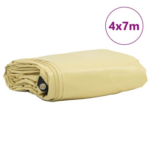 VidaXL Plandeka 650g / m² Beżowy 4 x 7 m Płótno z powłoką PVC