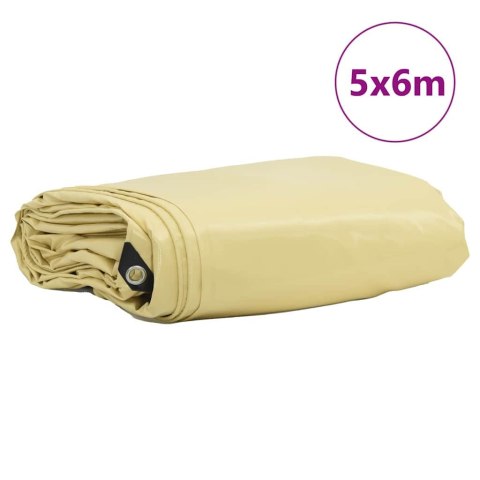 VidaXL Plandeka 650g / m² Beżowy 5 x 6 m Płótno z powłoką PVC