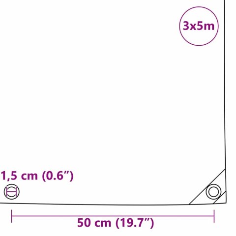 PLANDEKA 650G/M² BRĄZOWY 3X5 M PŁÓTNO Z POWŁOKĄ PVC