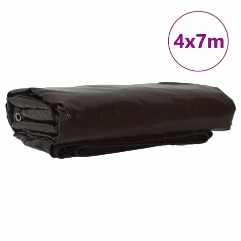 PLANDEKA 650G/M² BRĄZOWY 4X7 M PŁÓTNO Z POWŁOKĄ PVC