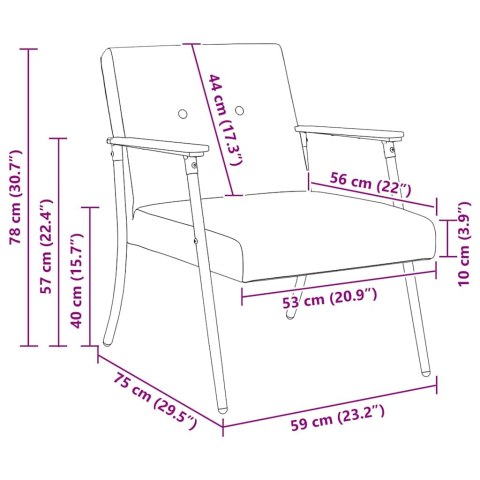 VidaXL fotel Czerwone wino 59 x 75 x 78 cm tkanina