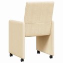VidaXL Krzesełka jadalne na kółkach 2 pcs Kremowy 57 x 66 x 94 cm