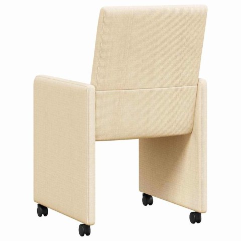 VidaXL Krzesełka jadalne na kółkach 2 pcs Kremowy 57 x 66 x 94 cm