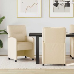 VidaXL Krzesełka jadalne na kółkach 2 pcs Kremowy 57 x 67 x 95 cm
