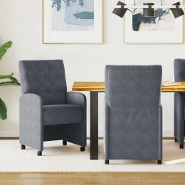 KRZESEŁKA JADALNE NA KÓŁKACH 2 SZT CIEMNO SZARY 58X67X97CM