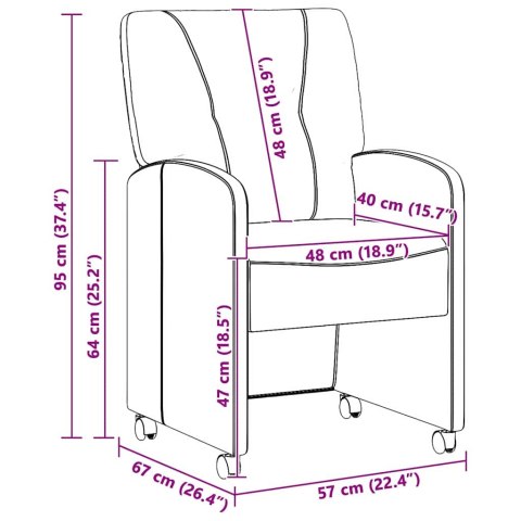VidaXL Krzesełka jadalne na kółkach z kółkami 2 pcs Błyszczący brązowy