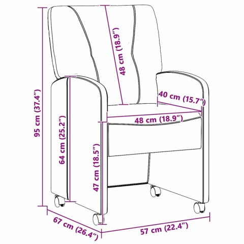 VidaXL Krzesełka jadalne na kółkach z kółkami 2 pcs Ciemnozielony