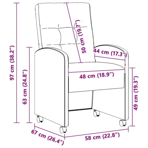 VidaXL Krzesełka jadalne na kółkach 2 pcs Czarny 57 x 67 x 98 cm