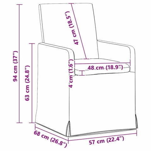 VidaXL Krzesła jadalne 2 pcs czerwone wino 57 x 67 x 95 cm tkanina